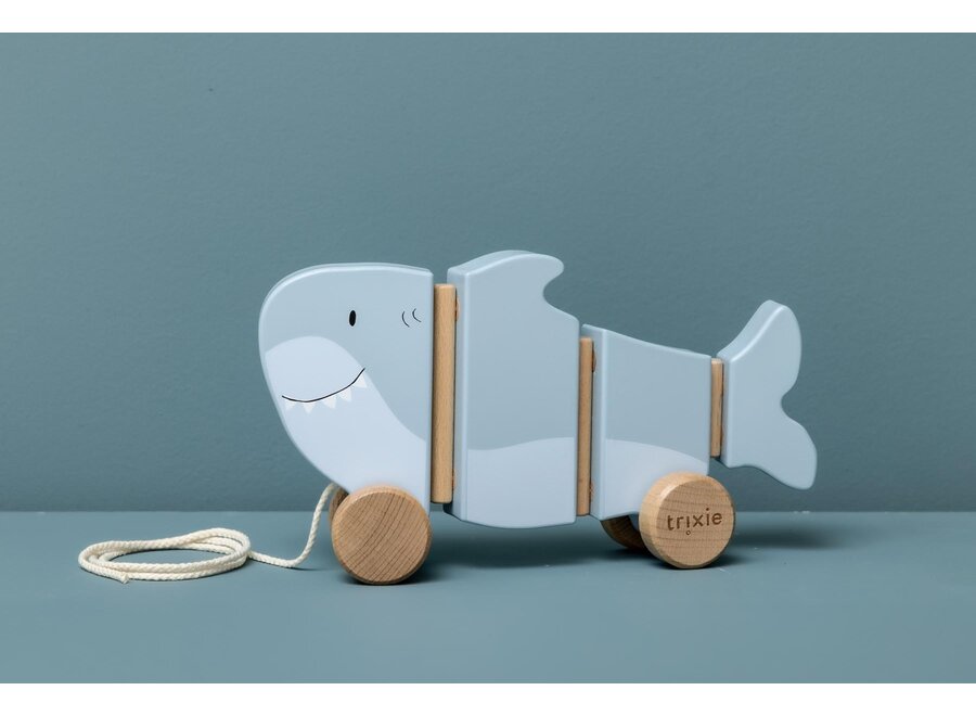 Trixie Wooden wiggle pull along toy - Mr. Shark