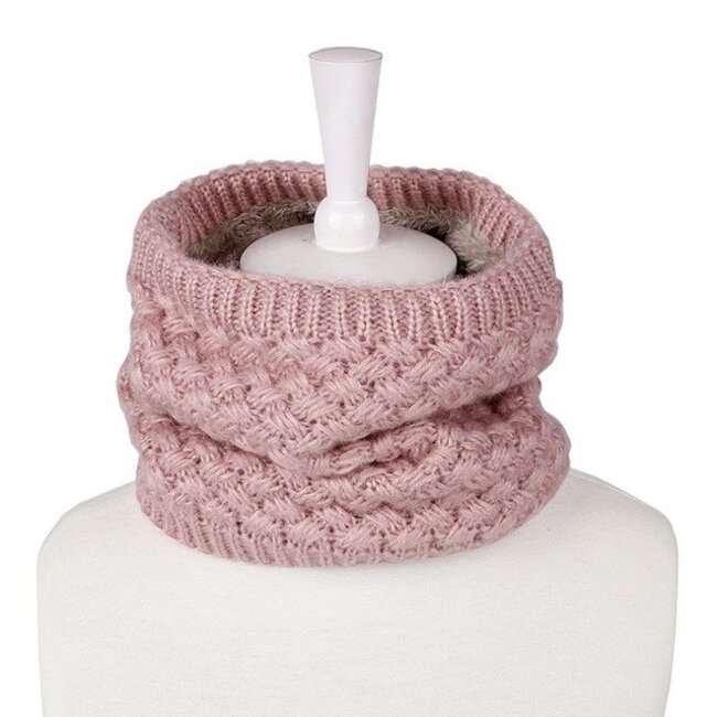 Gebreide Colsjaal Lichtroze | Teddy Voering