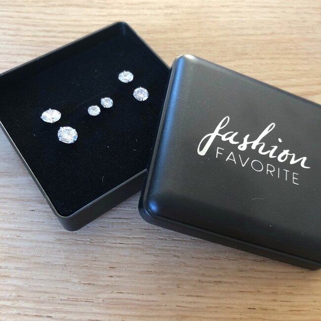 Stud Diamond Knopjes Oorbellen | Set van 3 paar