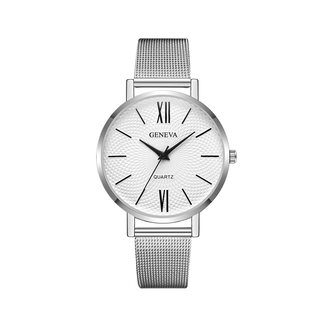 Geneva Geneva Roman Mesh Horloge - Zilver