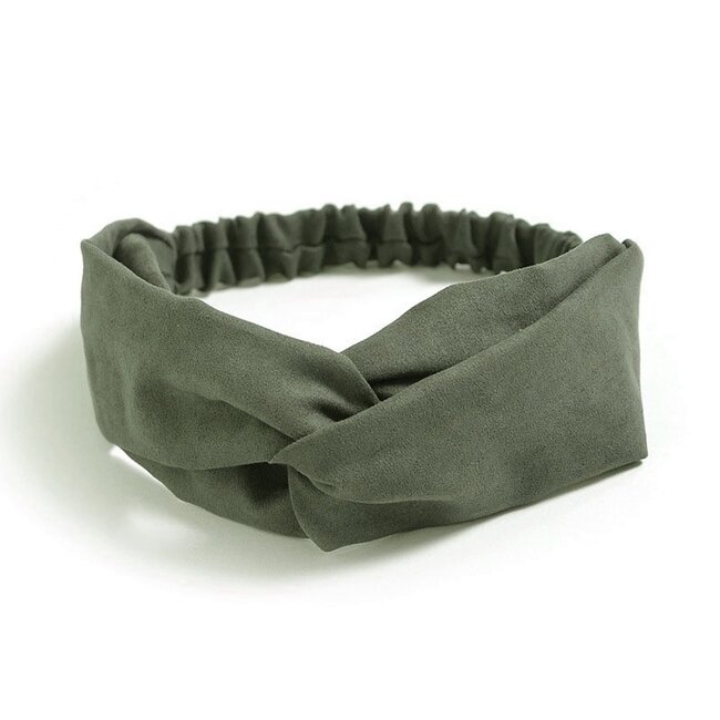 Fashion Favorite Suede Cross Haarband Olive | Groen | Velvet Suede