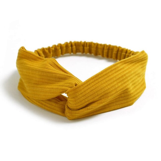 Fashion Favorite Knitted Haarband Mustard | Geel | Katoen | Cross Bandana