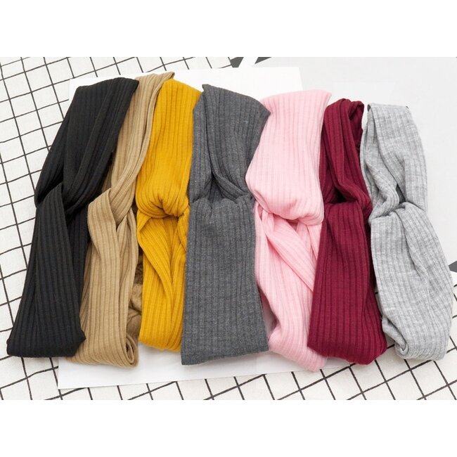 Knitted Haarband Grey | Grijs | Katoen | Cross Bandana