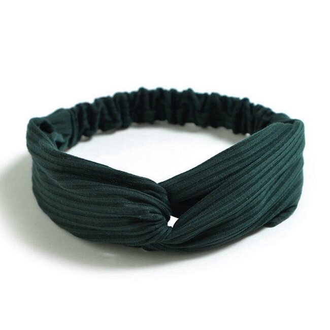 Fashion Favorite Knitted Haarband Green | Groen | Katoen | Cross Bandana