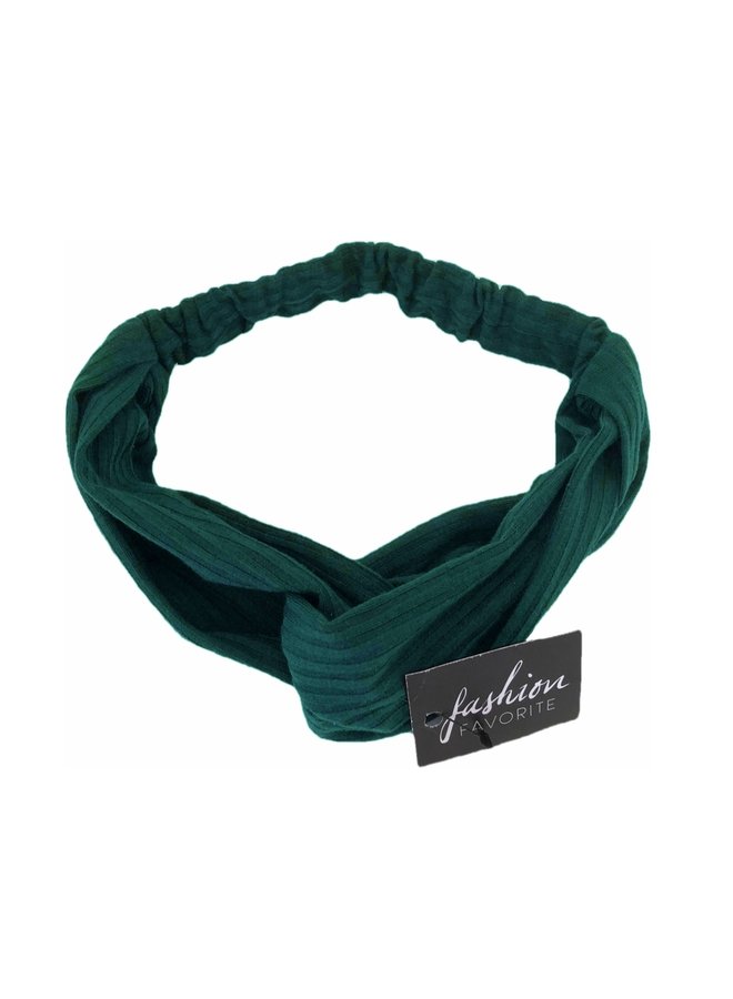 Knitted Haarband Green | Groen | Katoen | Cross Bandana