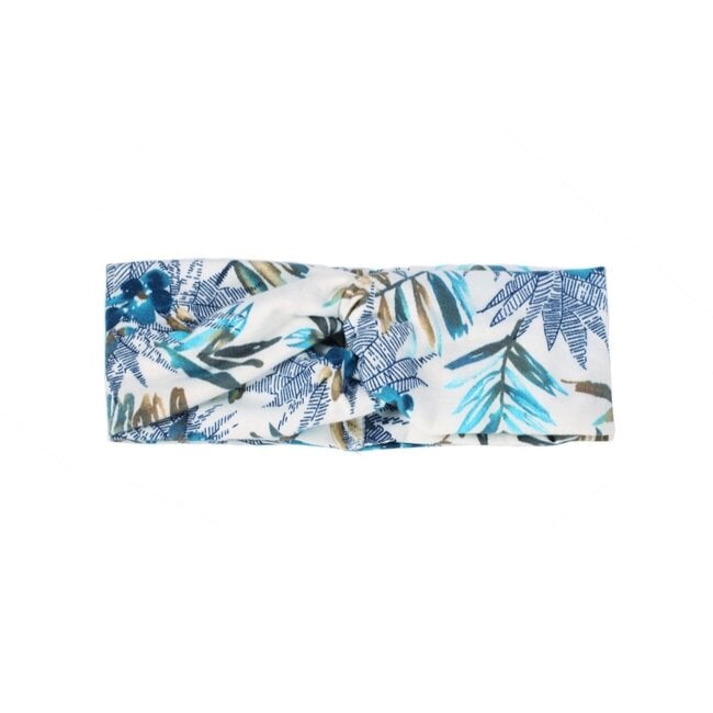 Fashion Favorite Haarband Bloemen Leaf Wit - Blauw | Katoen | Bandana