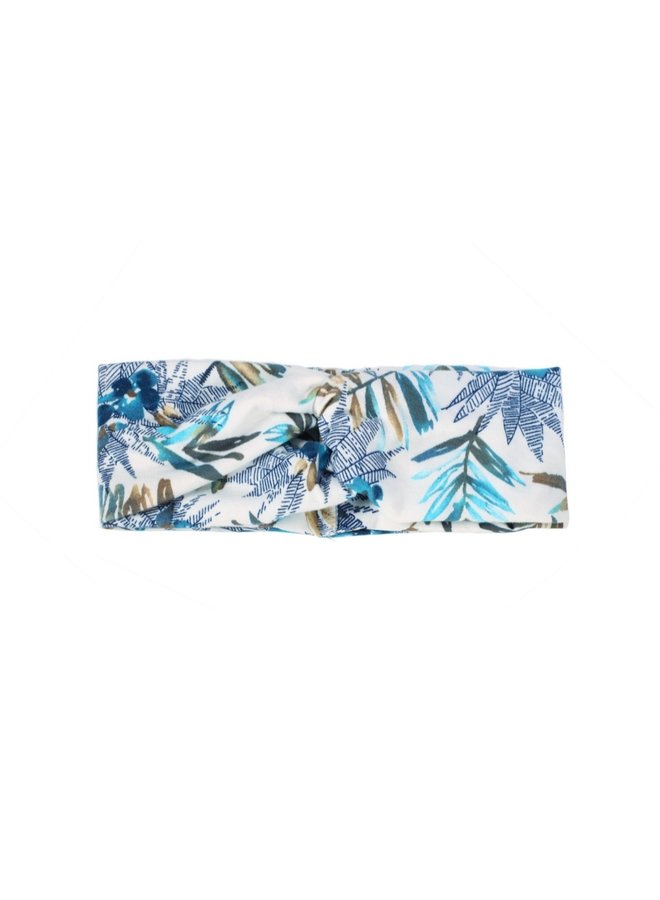 Haarband Bloemen Leaf Wit - Blauw | Katoen | Bandana