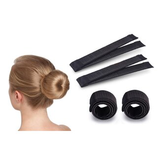 Fashion Favorite Magic Bun Maker | Set - 2 stuks + Haarelastiek | Zwart