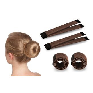 Fashion Favorite Magic Bun Maker | Set - 2 stuks + Haarelastiek | Bruin