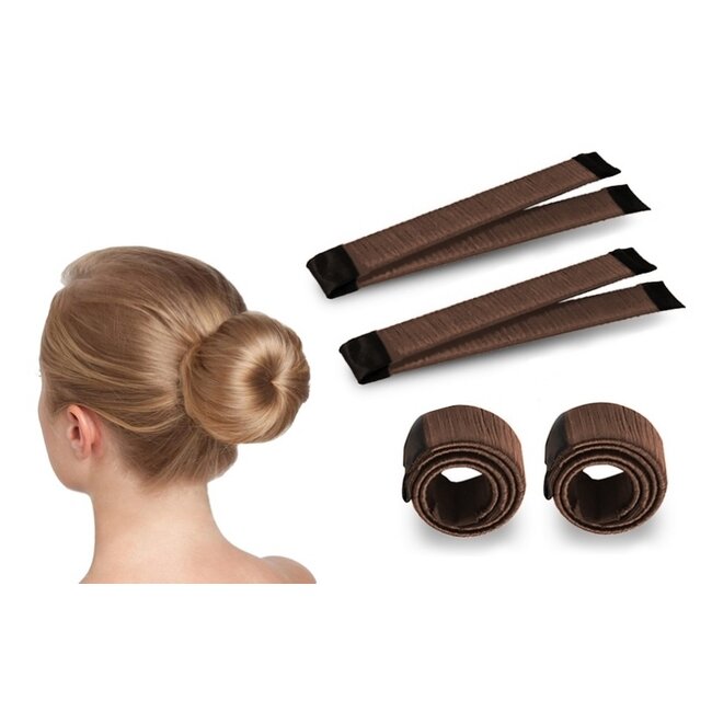 Magic Bun Maker | Set - 2 stuks + Haarelastiek | Bruin | Maak De Perfecte Knot