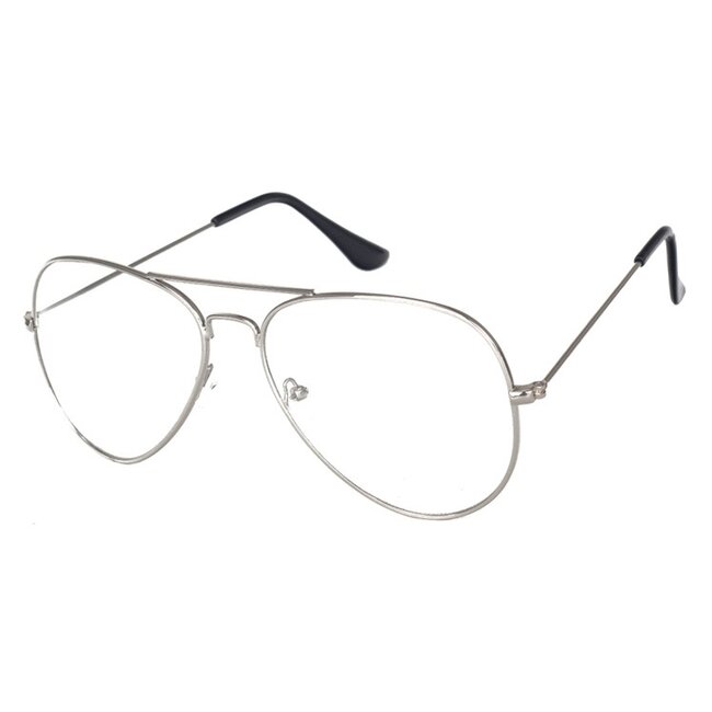 Aviator Bril Silver | Zilverkleurig | Bril zonder sterkte | 50 mm