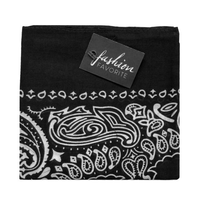 Vintage Bandana / Zakdoek Zwart | Katoen | 55 x 55 cm