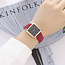 Fashion Favorite Vesper Black Square Horloge | Rood | Vierkant | Kunstleer | Ø 30 mm