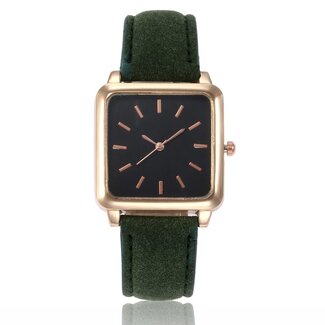 Fashion Favorite Vesper Black Square Horloge | Groen