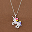 Fashion Favorite Unicorn Rainbow Ketting - Kinderketting Zilverkleurig - Regenboog Eenhoorn - 45 + 5 cm