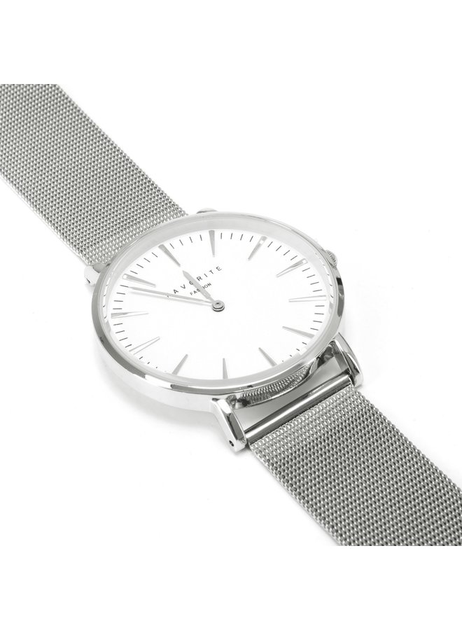 Navarra Silver Mesh Horloge | Zilverkleurig | Mesh band | Luxe Giftset/Cadeauset