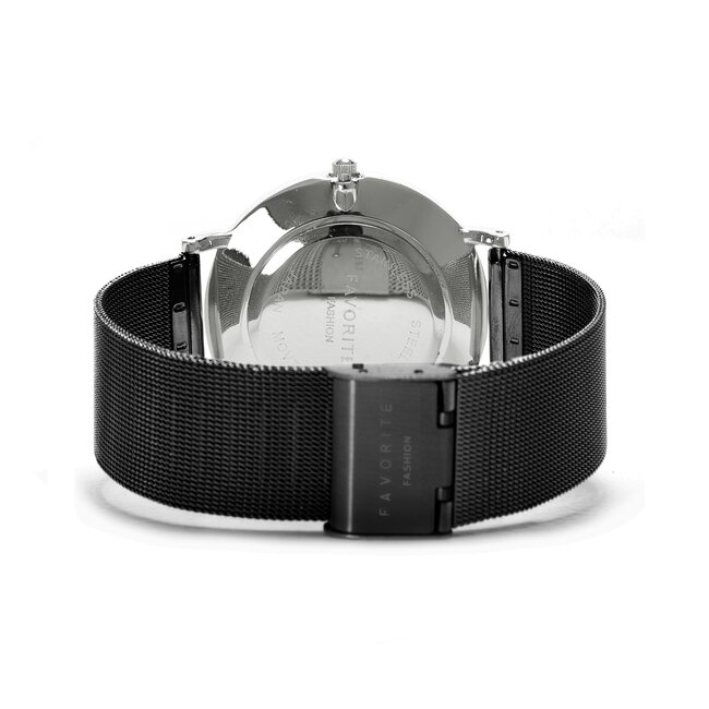Navarra Silver / Black Mesh 2.0 Horloge | Zilverkleurig & Zwart | Mesh band