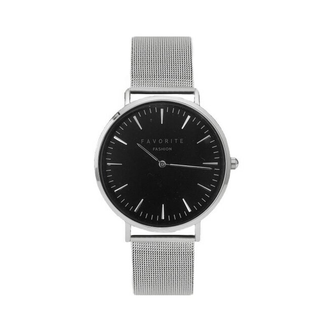 Favorite Fashion Navarra Black / Silver Mesh 2.0 Horloge | Zwart & Zilverkleurig | Mesh band