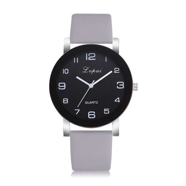 Fashion Favorite LVPAI Quartz Horloge | Grijs & Zwart | PU Lederen Band