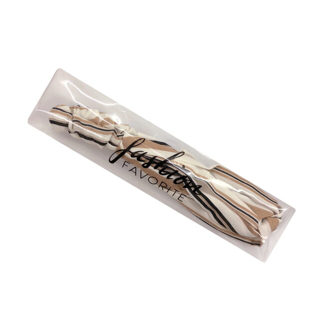 Haarband Print | Streep Zwart - Nude | Elastische Bandana
