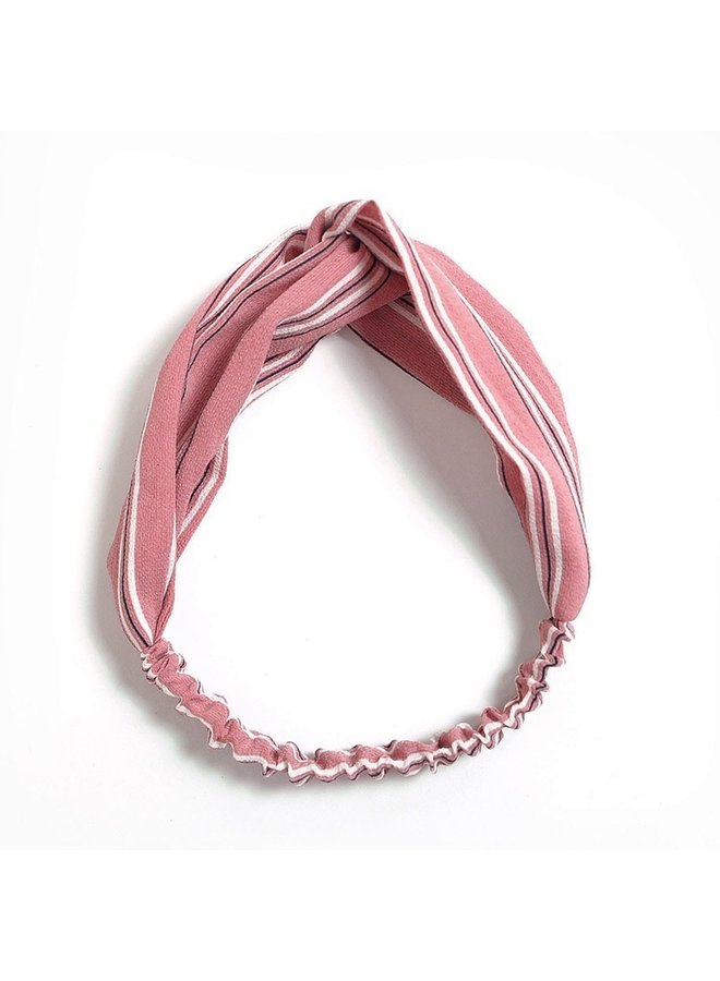 Haarband Print | Streep Blush Pink | Elastische Bandana