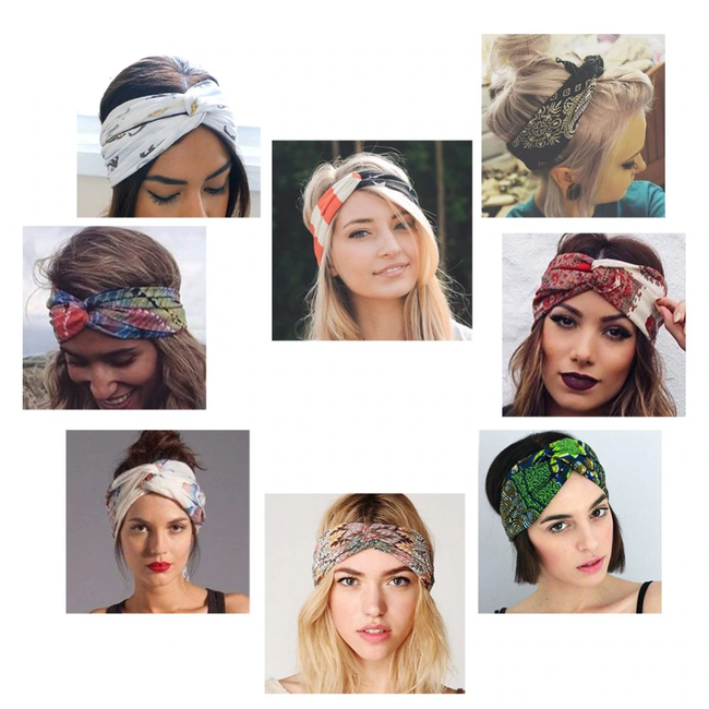Haarband Print | Aztec Geel - Zwart - Wit | Elastische Bandana