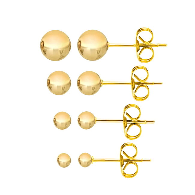 Gouden Stud Balls/Knopjes | Plated | Set van 4 paar