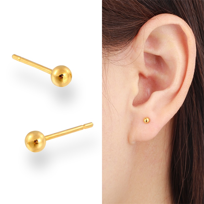 Gouden Stud Balls/Knopjes | Plated | Set van 4 paar