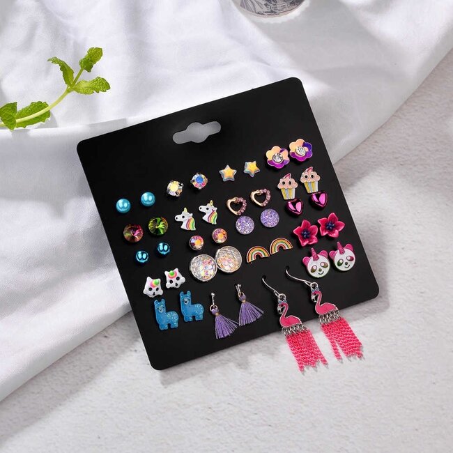 Stud Oorbellen | Candy Color | Bijoux | Set 20 Paar