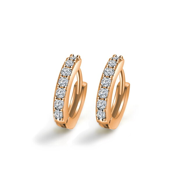 Zirkonia Oorringen Rosekleurig - 8 mm x 3 mm | Scharniersluiting