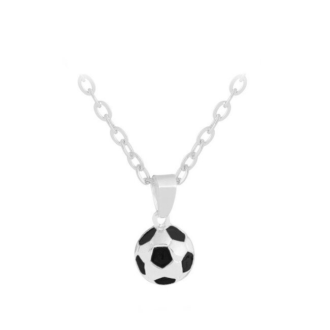 Fashion Favorite Fashion Favorite Ketting met Voetbal Hanger - Zilverkleurig - 45 + 5 cm