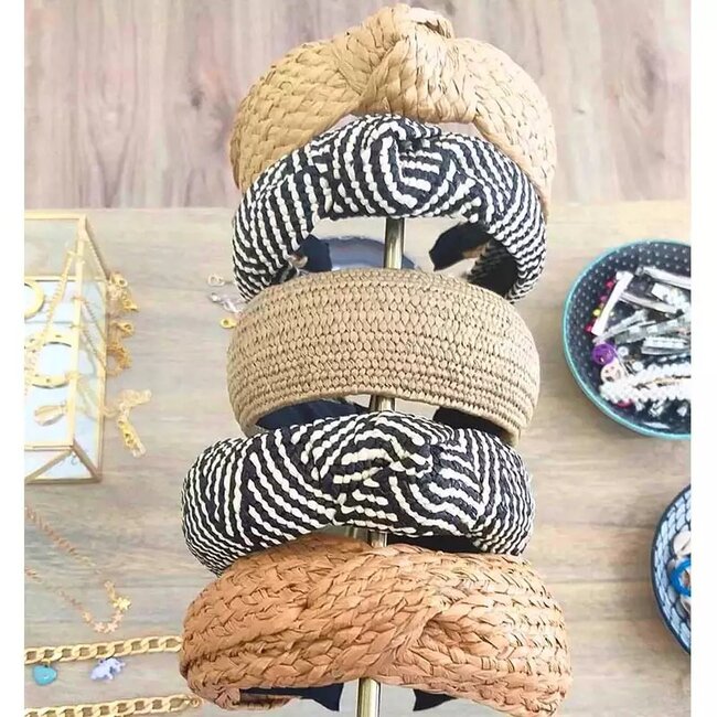 Ibiza Beach Haarband / Diadeem | Boho Knot Zwart | Rotan Look