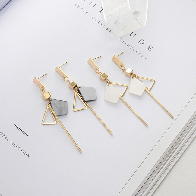 Noya Oorbellen Grijs / Goud | Marble / Bijoux | Fashion Favorite