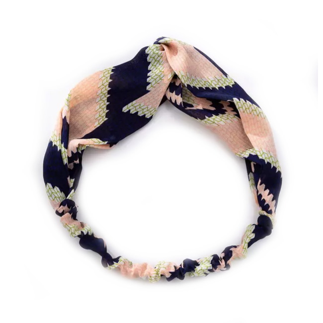 Fashion Favorite Haarband Pretty Zalm/Blauw  | Katoen | Elastische Bandana