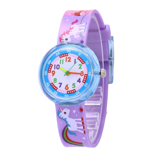 Fashion Favorite Kinderhorloge Eenhoorn/Unicorn Paars | Kunststof/Plastic | Ø 33 mm