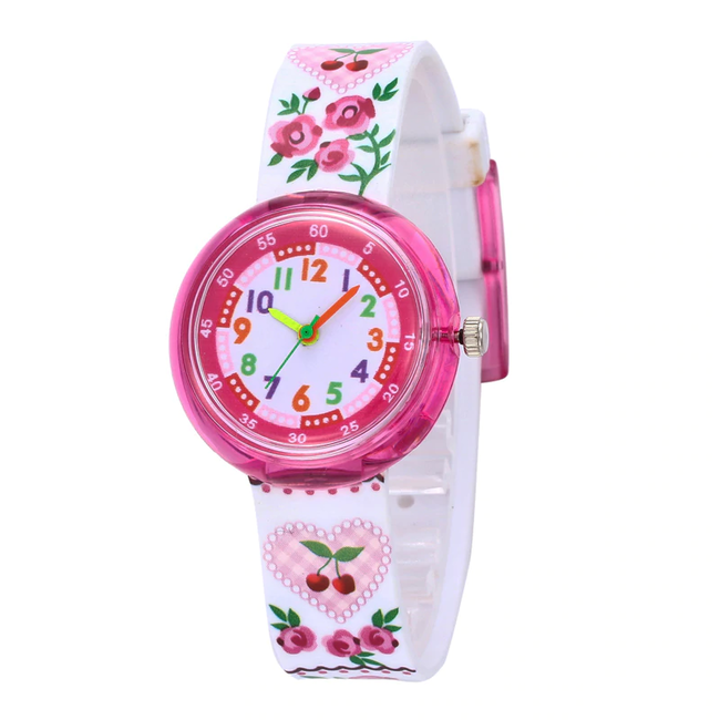 Fashion Favorite Kinderhorloge Rozen/Kersjes Wit | Kunststof/Plastic | Ø 33 mm