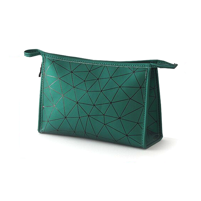 Fashion Favorite Toilettas Geometric Groen - Groot | PU-Leder | 26,5 x 17 x 9,5 cm