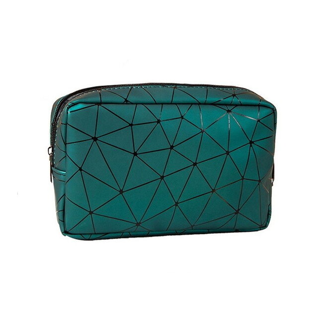 Fashion Favorite Toilettas Geometric Groen - Klein | PU-Leder | 20,5 x 13 x 6,5 cm