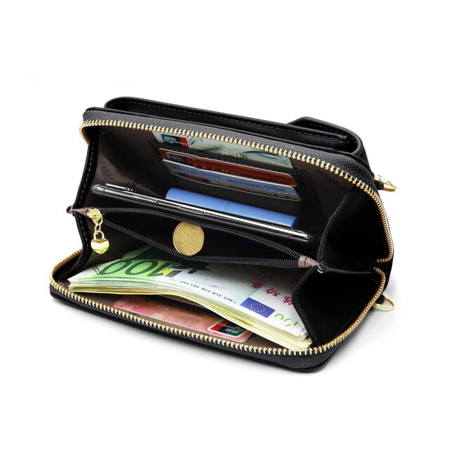 Smartphone Tasje - Zwart | Kunstleer | 18,5 x 11,5 x 4,5 cm