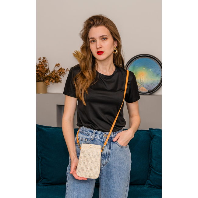 Smartphone Tasje - Stro / Riet Creme