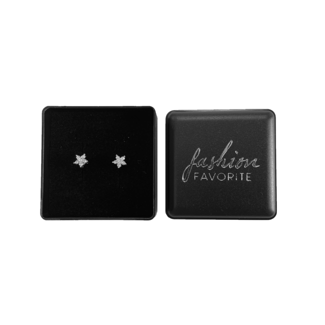 Bloem / Ster Strass Oorbellen - Zilverkleurig