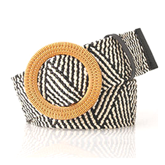 Gevlochten Riem | Zwart/Creme | Rotan/Riet