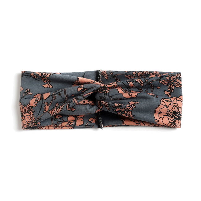 Fashion Favorite Haarband / Bandana Flower | Grijs/Oudroze | Elastisch / Katoen