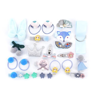 Fashion Favorite Kinder Clipjes/Elastiekjes Set - Blauw