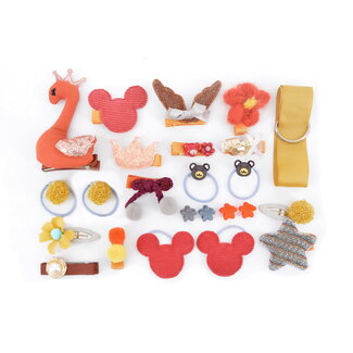 Fashion Favorite Kinder Clipjes/Elastiekjes Set - Roest