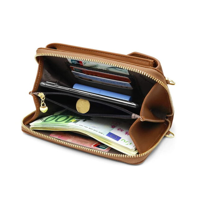 Smartphone Tasje - Cognac Bruin | Kunstleer | 18,5 x 11,5 x 4,5 cm