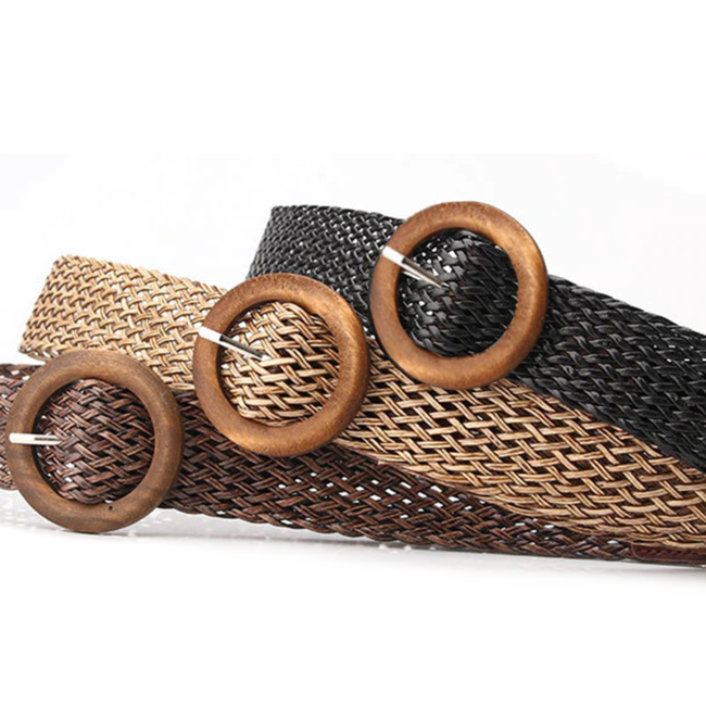 Vintage Riem | Gevlochten Bruin  | 100 cm