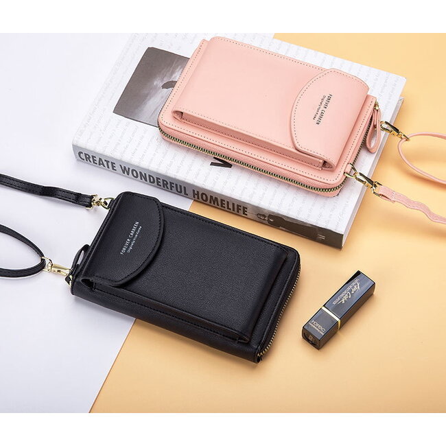 Smartphone Tasje - Zwart | Kunstleer | 18,5 x 11,5 x 4,5 cm