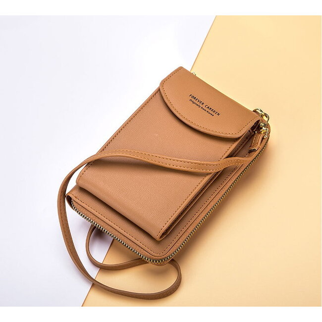 Smartphone Tasje - Cognac Bruin | Kunstleer | 18,5 x 11,5 x 4,5 cm