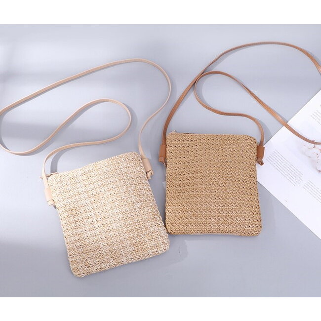 Rotan Tasje - Naturel | Telefoontasje / Strandtasje